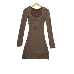 Hollister Crochet Knit Dress Size Small Y2K Babydoll Brown Bella Swan Twilight